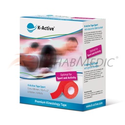 [KT67016RD] K-ACTIVE SPORT Nastro Kinesiologico 5m Scatola da 6 rotoli (Rosso)