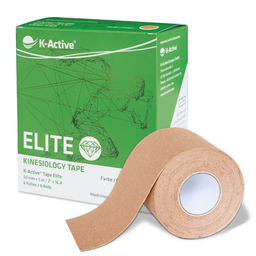 [KT68046TN] Tape Kinesiológico K-ACTIVE ELITE 5m Caja de 6 rollos (Beige)